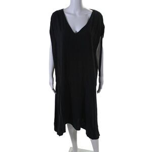Hatch Women's V-Neck Short Sleeves Midi Swimsuit Coverup Black Size 2